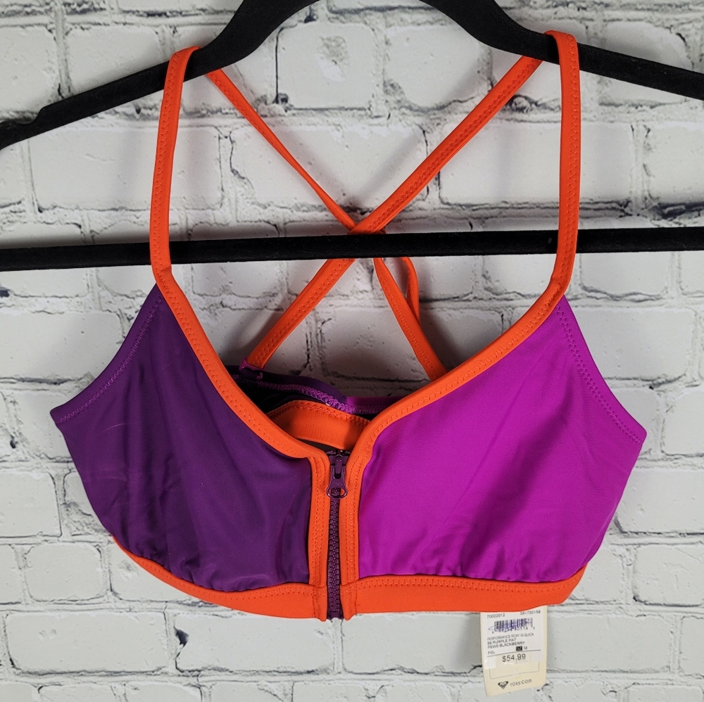 ROXY | colour block zip front adjustable performance bra